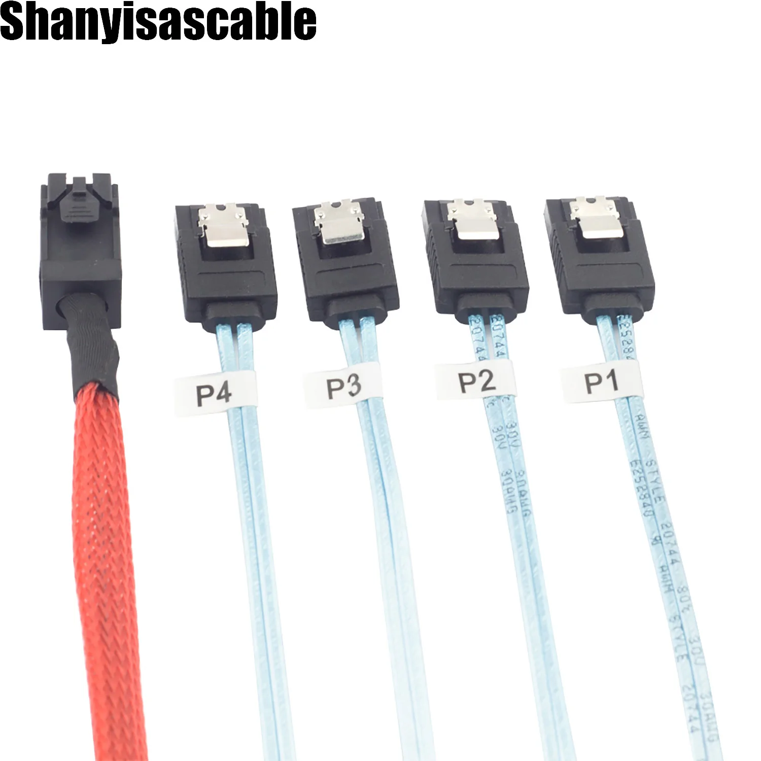 0.5M Red Internal Mini SAS HD SFF-8643 to 4X SATA 7pin Hard Disk Data Server Raid Cable