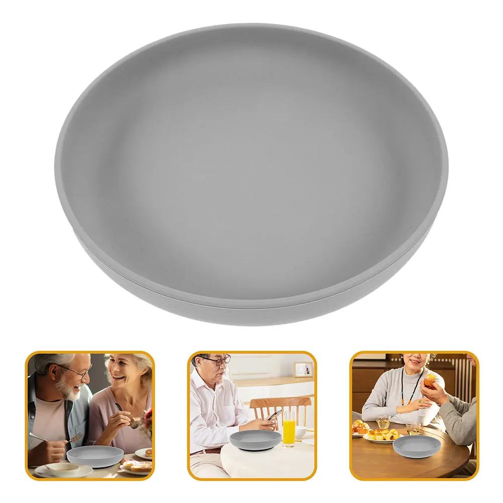 

2pcs Elderly Spill Proof Silicone Plate Suction Base For Disabled Adults Anti Spill Dining Bowl Self Feeding Tableware Home Care