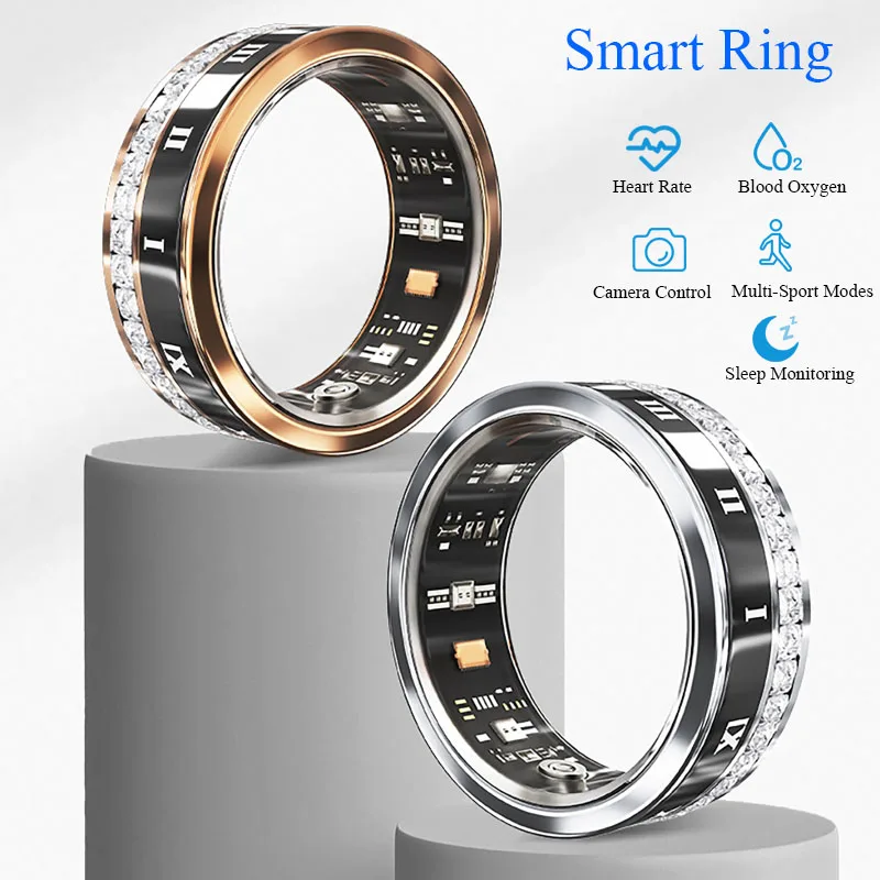 

Smart Ring for Men Women Heart Rate Blood Oxygen monitoring Multi Sports Modes IP68 Waterproof smart ring for Sleep and Health