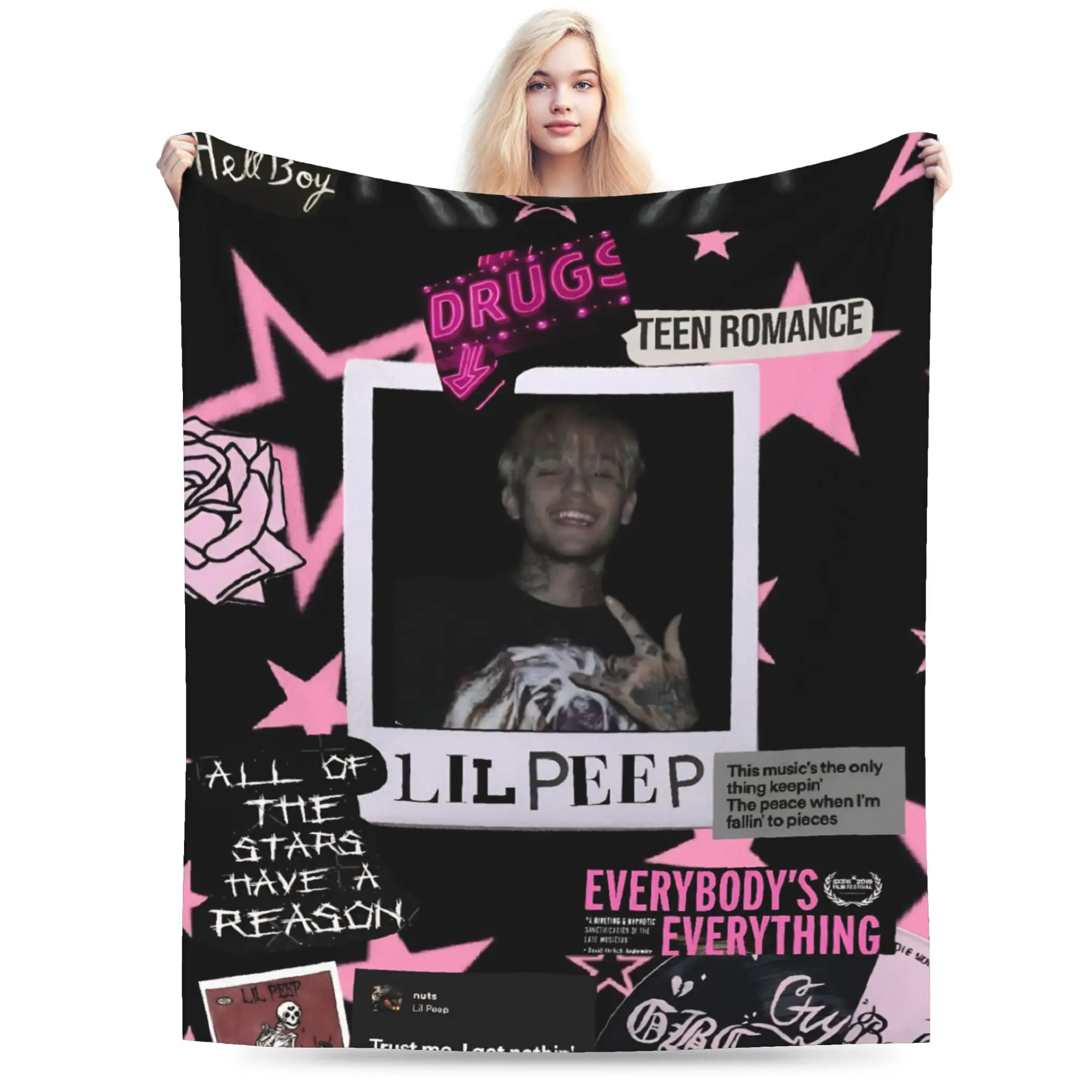 Lil Peep Cool Rapper Blanket Flannel  Cozy Soft Throw Blankets for Bedding Bedspreads