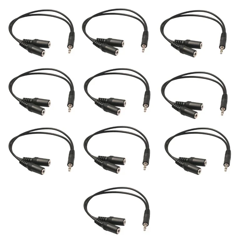 Los 10 stücke 3,5mm Stecker-zu-Doppel-Buchse Audio-Stereo-Kabel für Headset-Kopfhörer-Mikrofon-Splitter-Anschluss-Verlängerung kabel