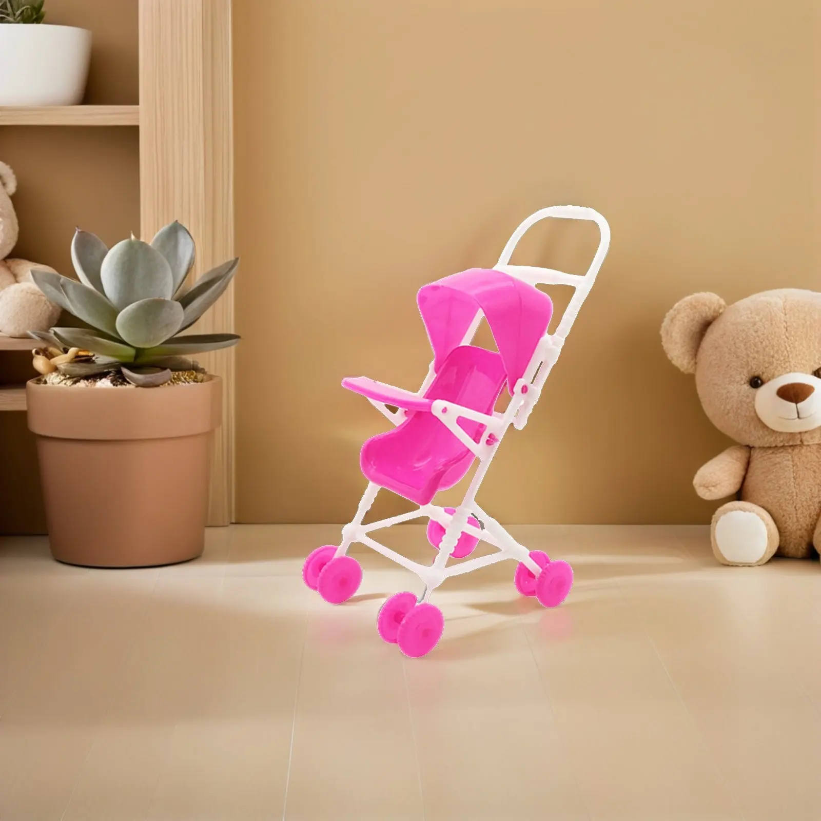 

2Pcs Compact Baby Stroller Simulation Pushchair Lightweight Portable for Kids Role Play Party Game Accessories