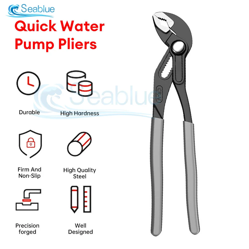 Water Pump Pliers Quick-Release Plumbing Pliers Adjustable Water Pipe Clamp Pliers Household Bathroom Sink Spanner Hand Tools