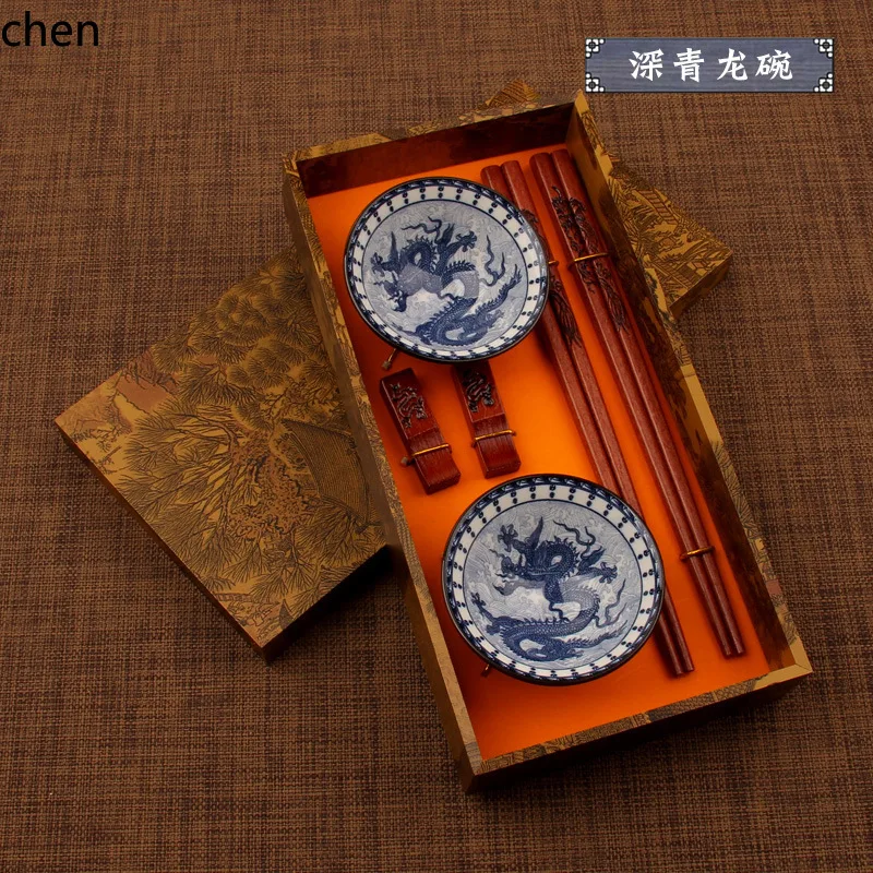 H1ceramic bowl and chopsticks gift set - traditional chinese style, perfect for gifting, travel souvenirs, and special occasions