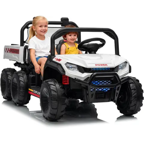 Caminhão basculante elétrico 24V 4WD para crianças meninos meninas brinquedo de passeio de 2 lugares com controle remoto para pais, reprodutor de música, veículo off-road