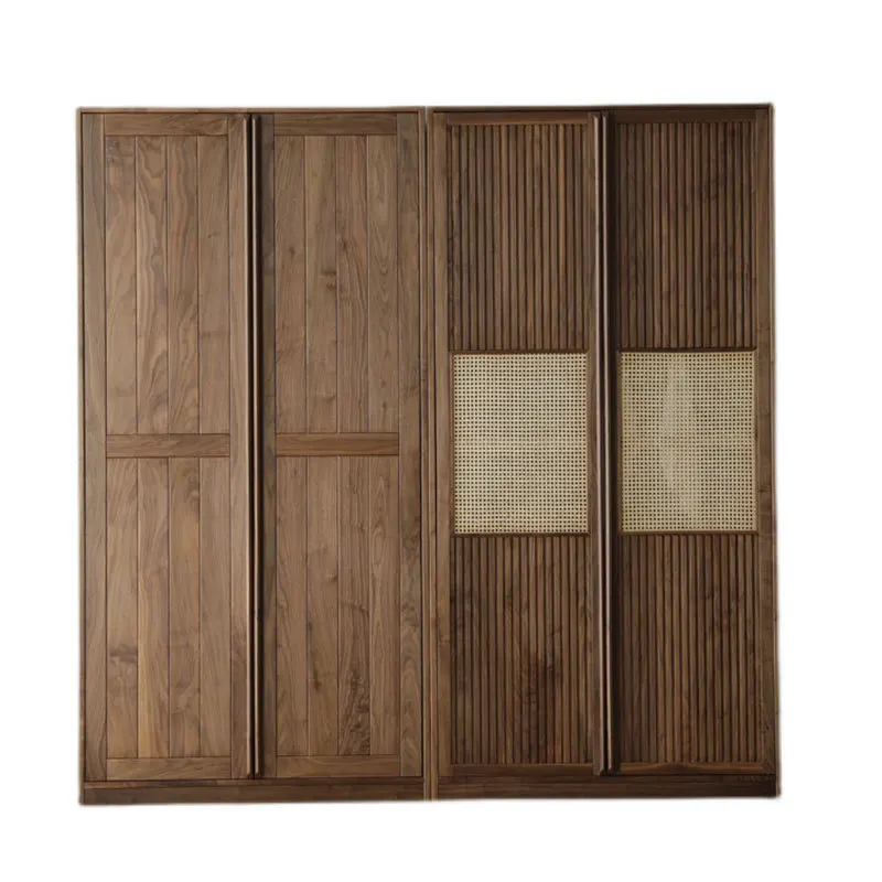 All solid wood bedroom wardrobe modern integrated wall simple door storage cabinet
