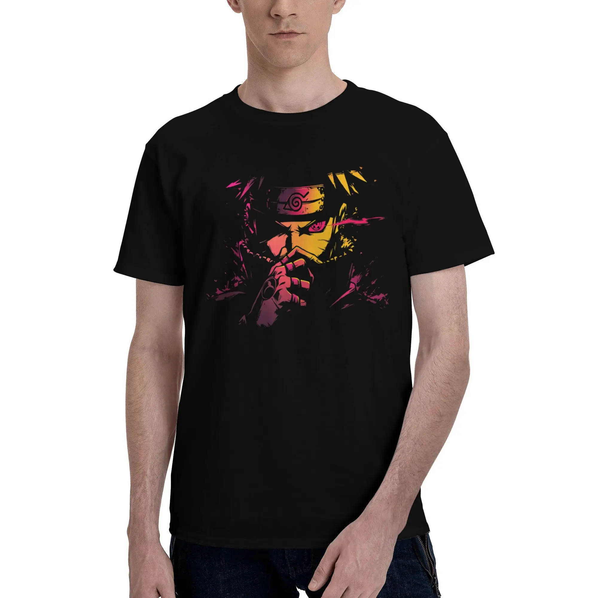 

Custom Men's Uchiha Sasuke T Shirts Short Sleeve Cotton Tshirts Fashion T-shirt Casual N-Narutoes Tee Loose Fit Apparel