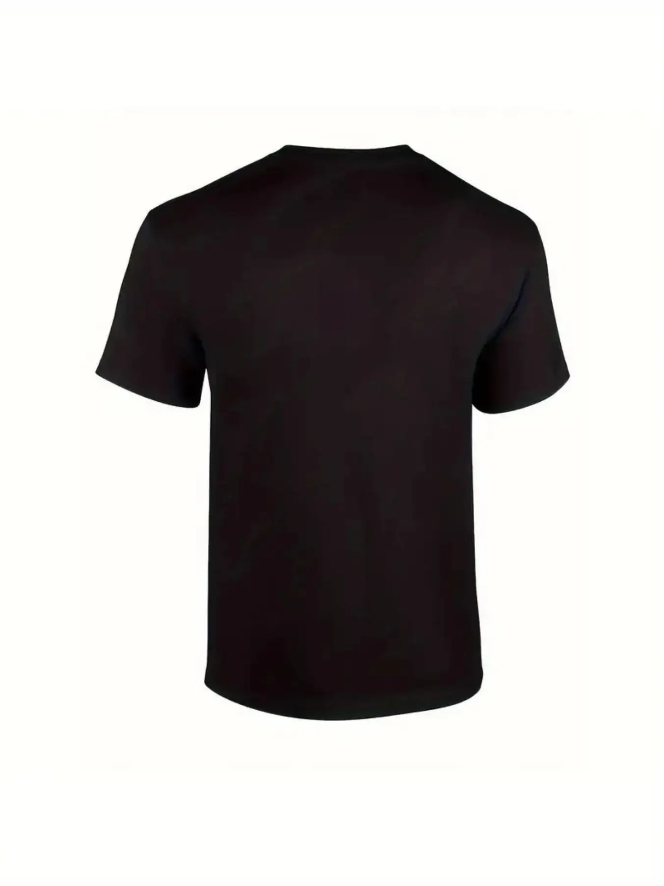 Men's Black Crew Neck T-Shirt, Featuring a Cross Blessing Pattern on the Chest, Suitable for Everyday Wear, Suitable for All Seasons, and Ideal for Holidays Such as Christmas, Easter, Halloween, and Thanksgiving