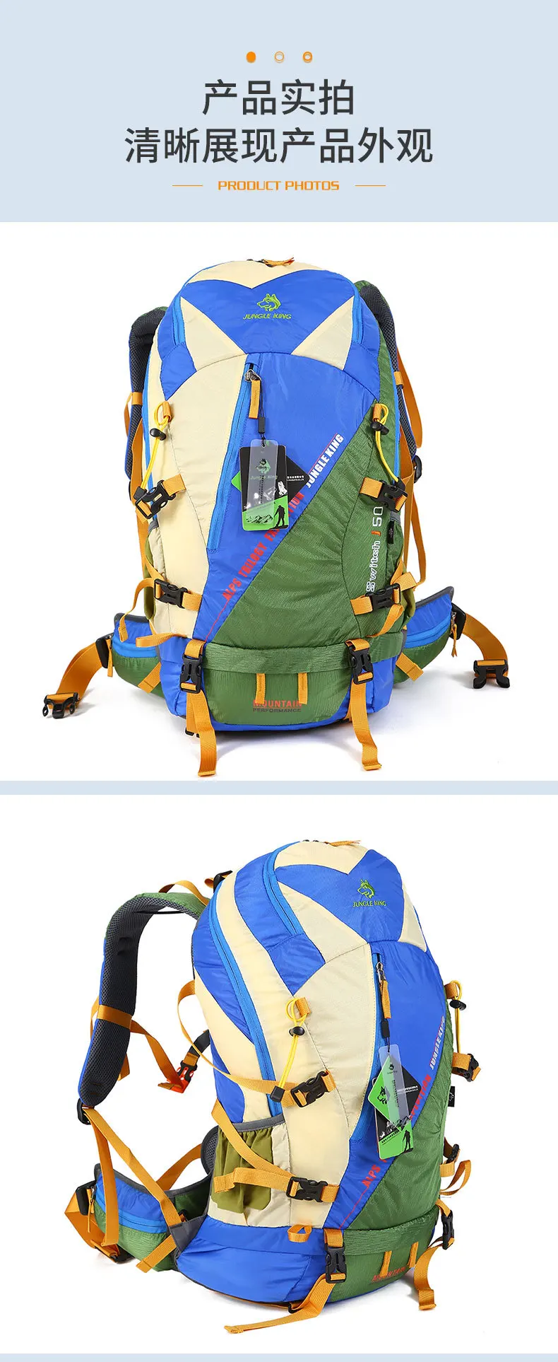 50L Wasserdichter Reiserucksack für Damen, Camping-, Wander-, Laptop-Tagesrucksack, Trekking- und Kletterrucksack für Herren, Wanderzubehör – Detail 19