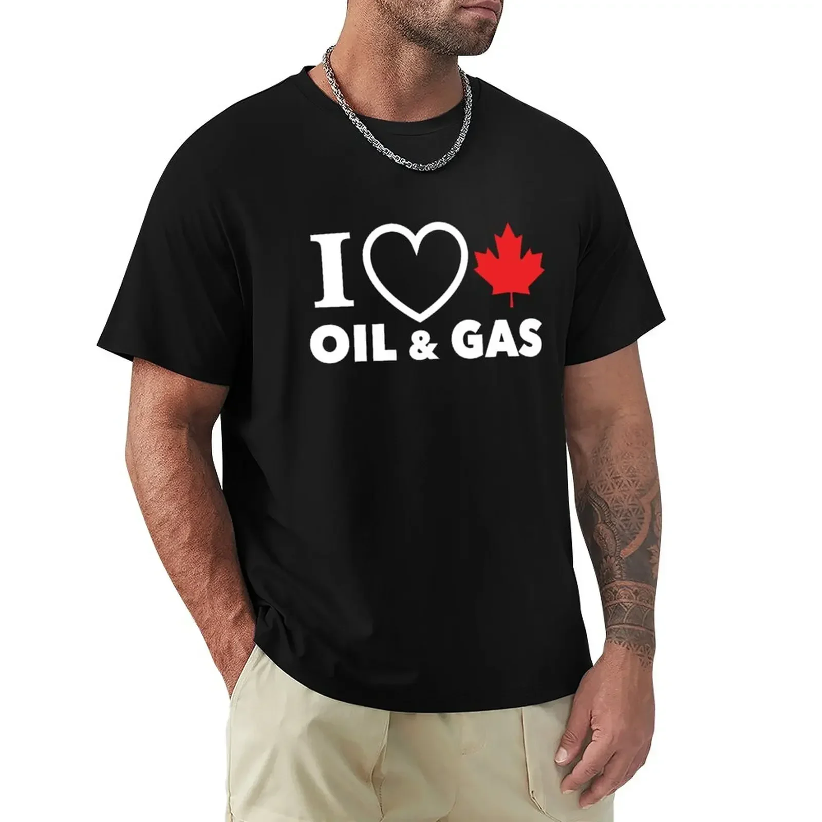 I Love Canadian Oil and Gas Red Heart and Maple Leaf Alberta Pipelines black background HD HIGH QUALITY ONLINE STORE T-Shirt