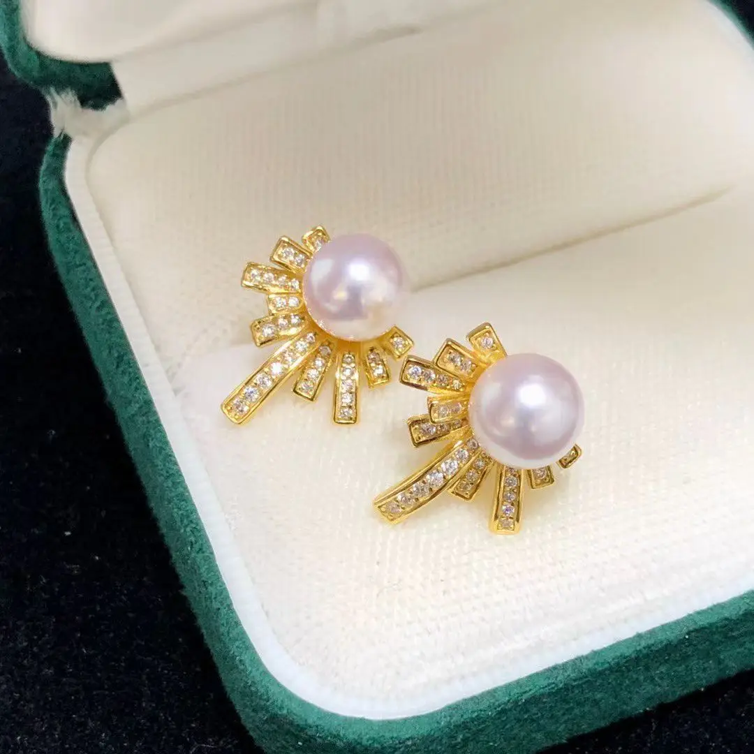 

Оптовая продажа, серьги из стерлингового серебра S925, фурнитура для крепления, базовые монтажные детали, аксессуар для жемчуга 7-8 мм, 5 пар/лот