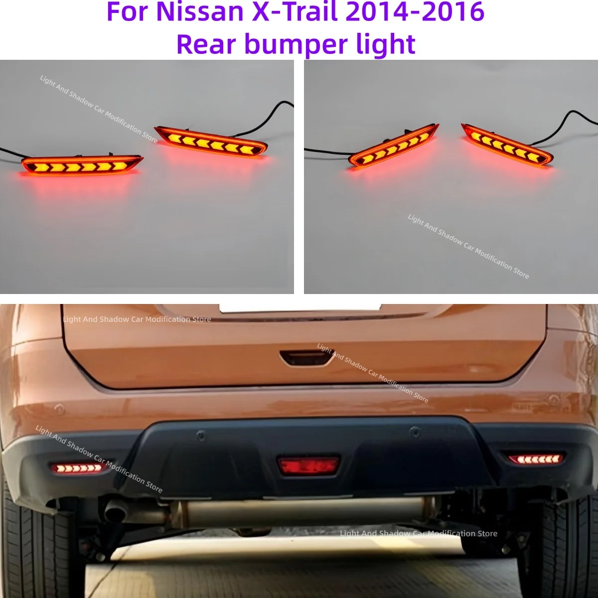 

For Nissan X-Trail 2014-2016 Modification LED Rear bumper light Brake lights Driving light Turn signal Tail lights Auto parts