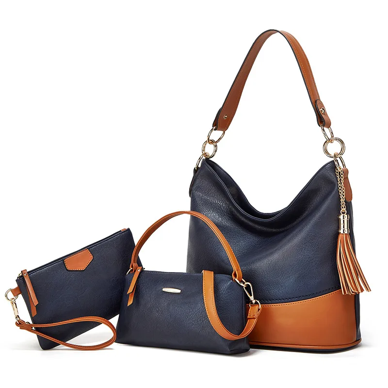 Winter Retro Women Handbag Luxury Soft PU Bags Set Large Capacity Shoulder Bag Crossbody Bag Clutch 3pcs Composite Tote Bag Suit