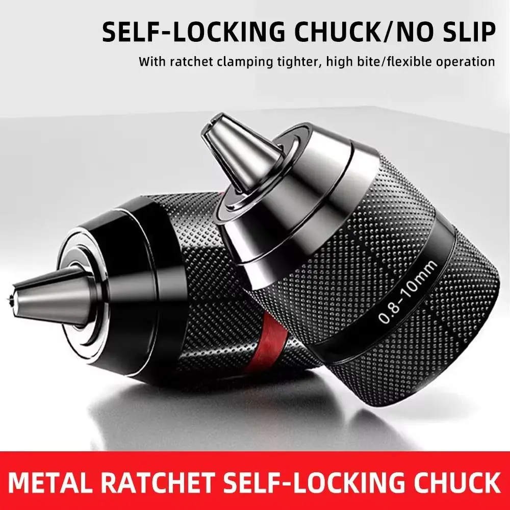 

New High Speed Steel Self Locking Metal Chuck Drill 10mm 13mm Black Wrench Adapter Self Locking Quick Change Conversion