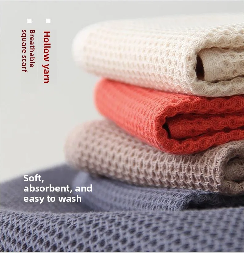 100% Cotton Waffle Square Towel, Thick Honeycomb Face Cloth, Soft Absorbent Handkerchief, Household Hand Wiping Towel