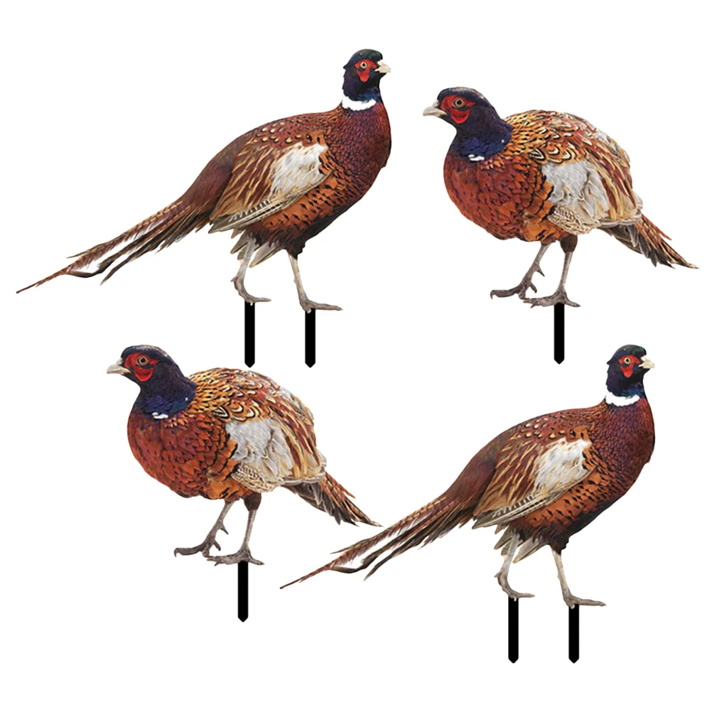 2 Sets Pheasant Garden Decoration Outdoor Insert Yard Sign Delicate Lawn Ornament Acrylic Stake Chicken Yards