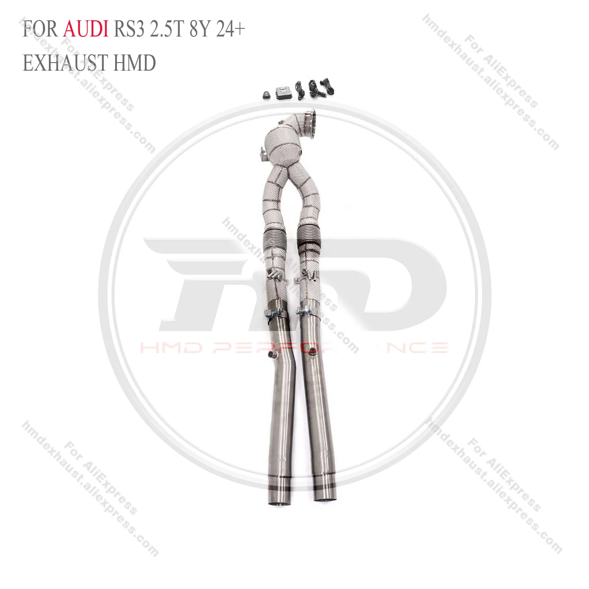 

HMD Exhaust System High Flow Downpipe Resonant tube for AUDI RS3 2.5T 8Y 24+ With Heat Shield