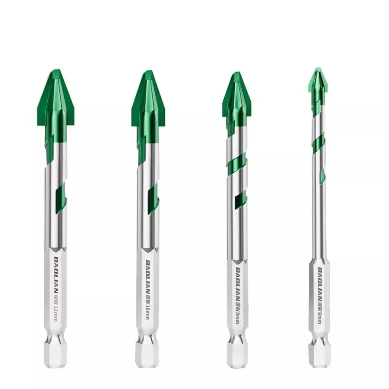 BaoLian Эксцентриковые спиральные сверла Наборы высокопрочных сверл 6 мм/8 мм/10 мм/12 мм Металлические спиральные сверла для стекла/плитки/дерева