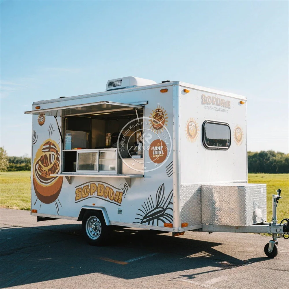 Aangepast formaat Straat Mobiele keuken Pizza Concessie Bar Voedselaanhangwagen Hotdog Pizzakaanhangwagen Koffiekiosk Fastfoodtruck te koop