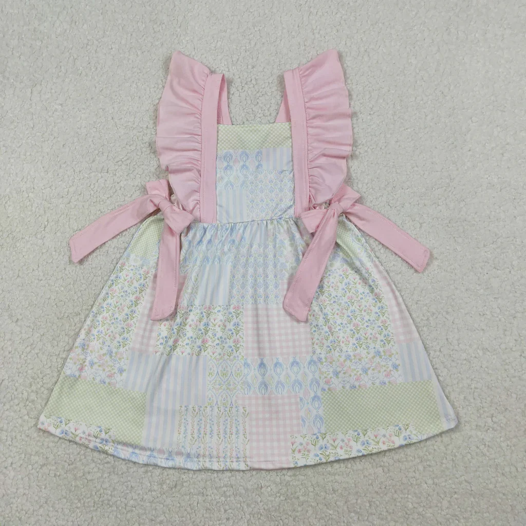 Garden Flower Plaid Pink Cute Girl's Dress