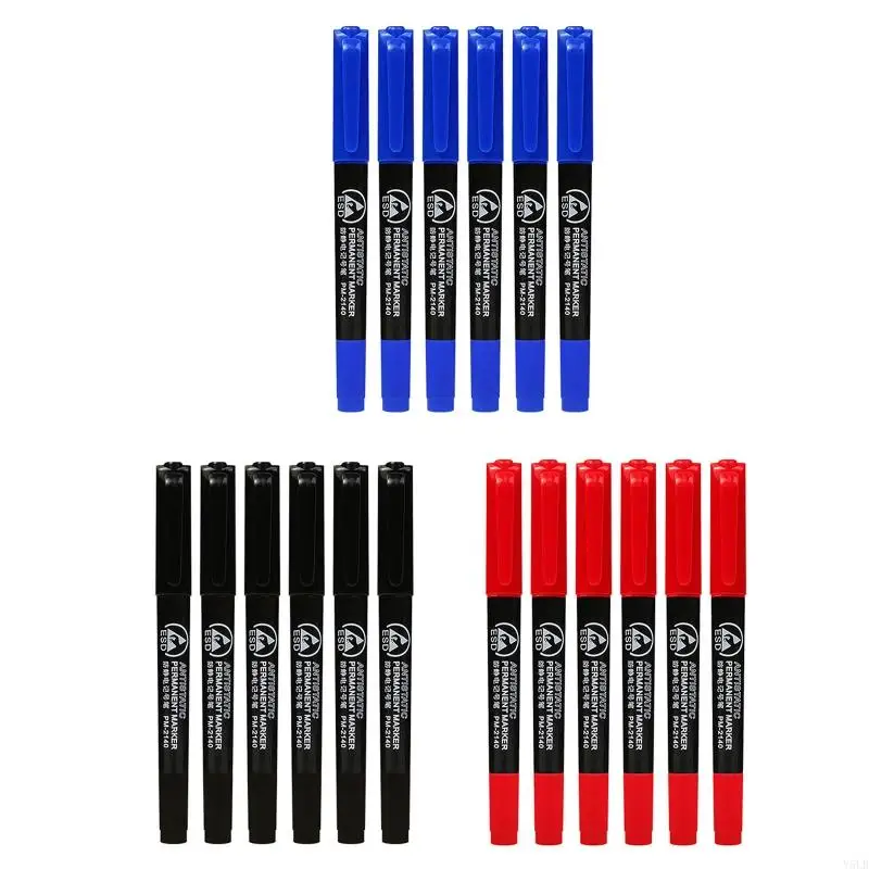 Y5LB Antistatic Permanent Marker Set 6 Pack, Double Ended Fine Tip Tool for PCB Work