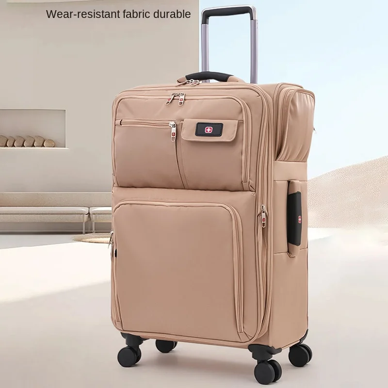 

Сверхлегкий чемодан на колесиках из ткани Оксфорд, 20-дюймовая сумка для кабины с расширяемой вместительностью, бесшумные колеса, 28-дюймовый чемодан