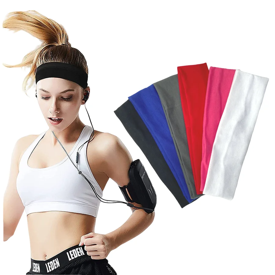 

6 Solid Color Sports Fitness Breathable Spaghetti Hair Bands