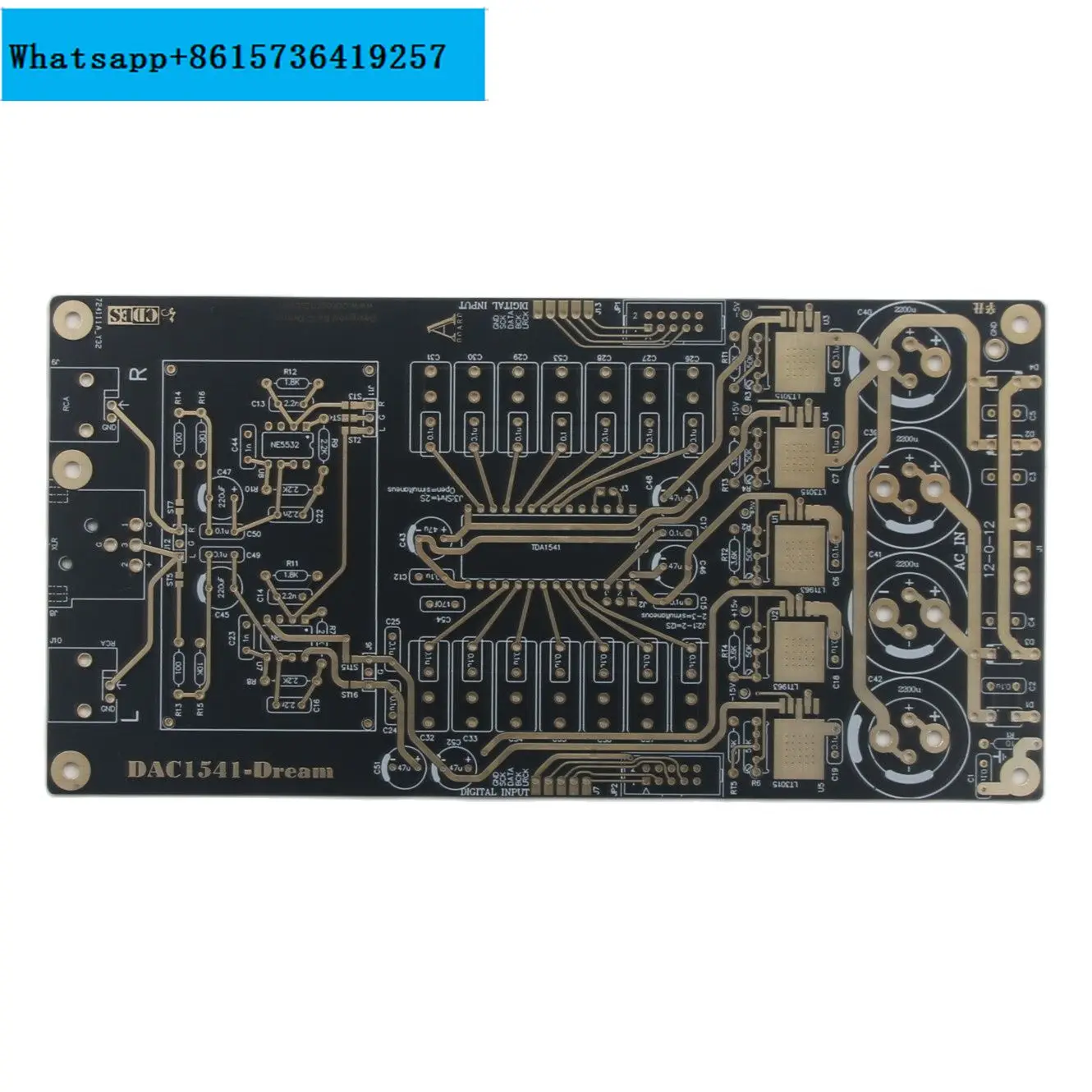 

Based On TDA1541 Audio DAC Decoder Board PCB Gold-Plated Traces
