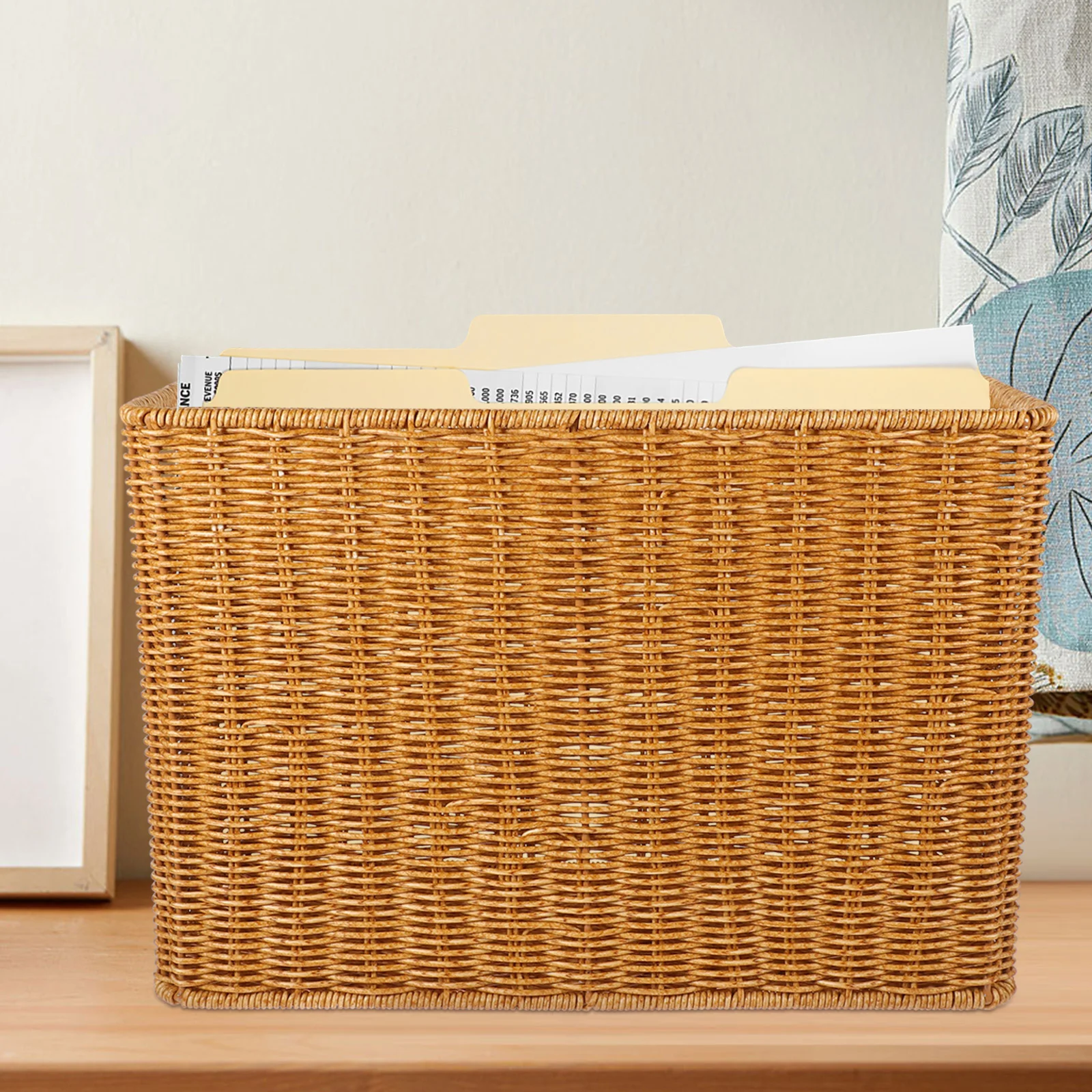 

Storage Baskets Angoily Magazine Storage Basket Seagrass Woven File Holder Narrow Place Storage Holder Book Wicker Basket