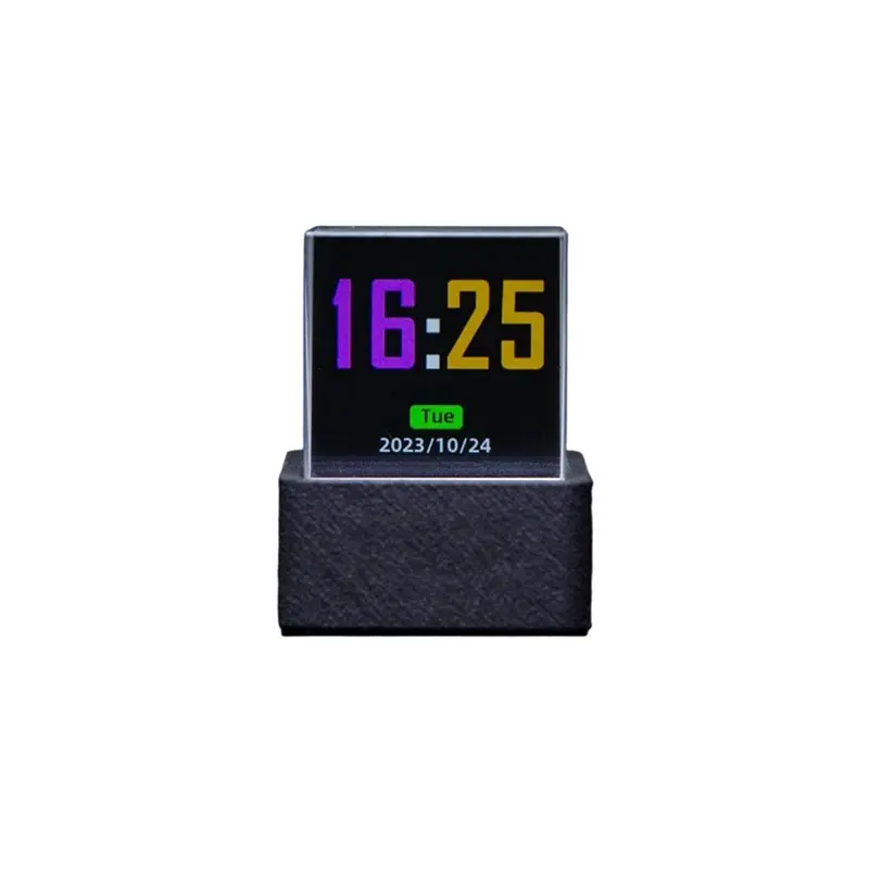 

Desktop Decoration Crystal Cube Photo Display Mini Smart Wifi Weather Station Clock With GIF Animation