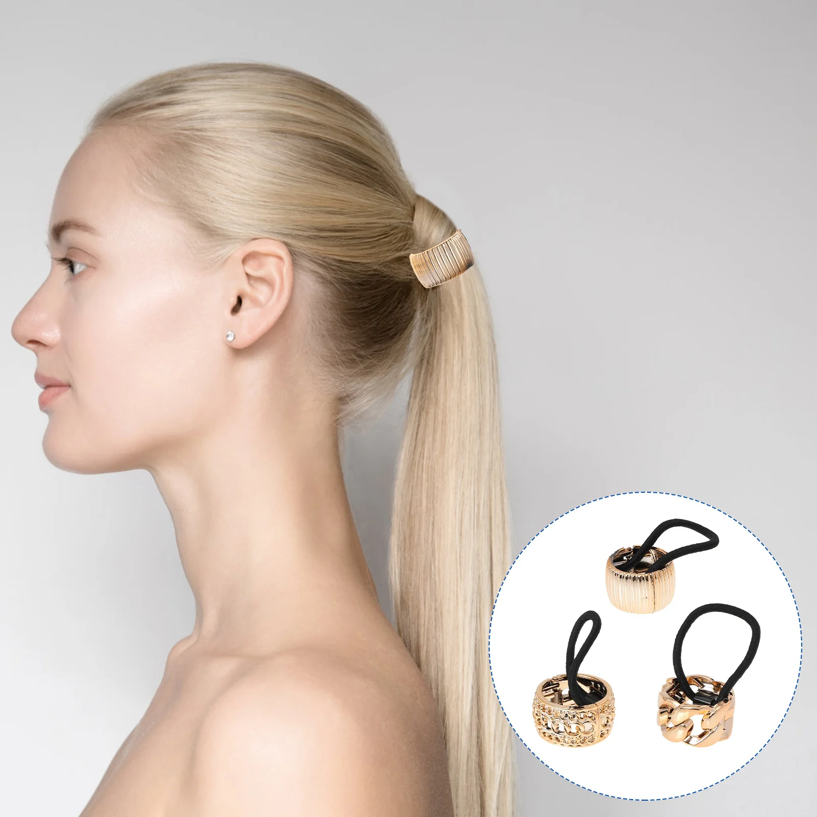 

6pcs Electroplated Ponytail Holder Hair Cuff For Women Girls Daily Wear Replacement Durable Unique Design Hair Tie Band Buckle