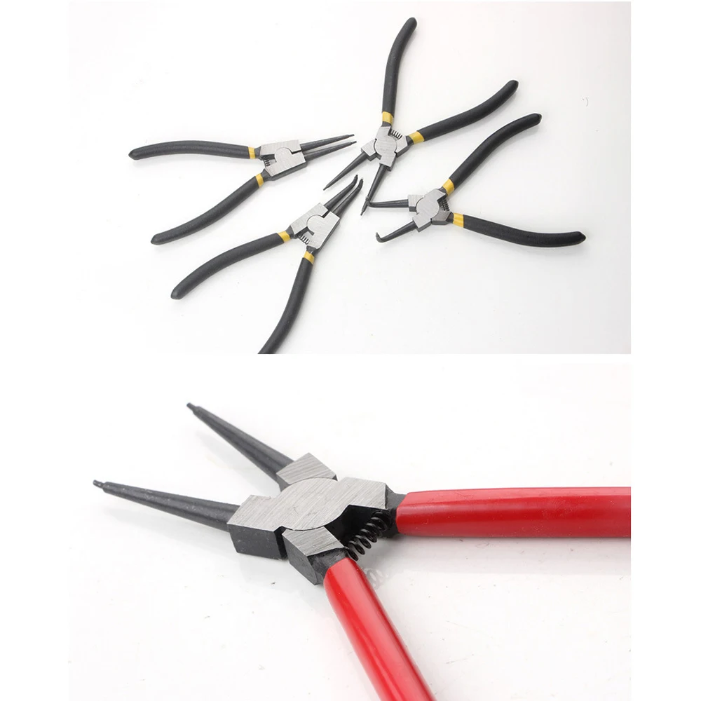 1Pc Hoge Kwaliteit 7 Inch Gezamenlijke Klemtang Koolstofstaal Multifunctionele Klikring Binnen/Buiten Rechte Cirkeltang