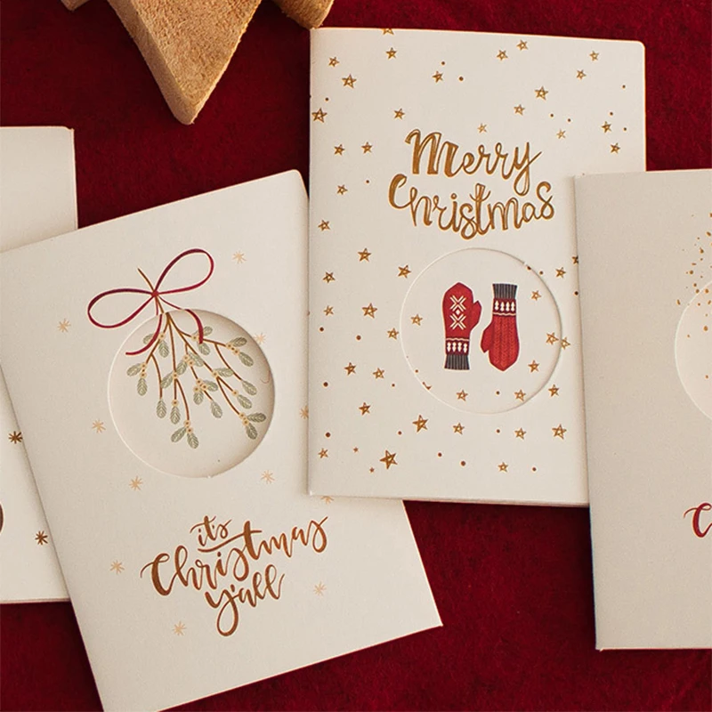 6 pcs of Christmas decorations foldable greeting cards to celebrate the holidays invite relatives and friends Various styles