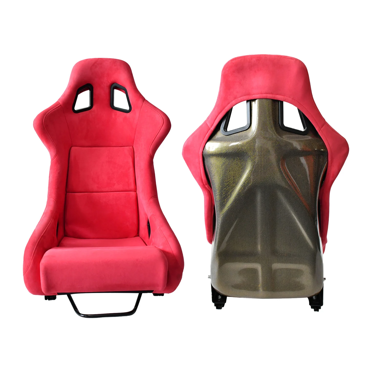 

Modified Car Seat Real Carbon Fiber Fiberglass Racing Seat Customized Double LOGO Slide Car Seat Suede