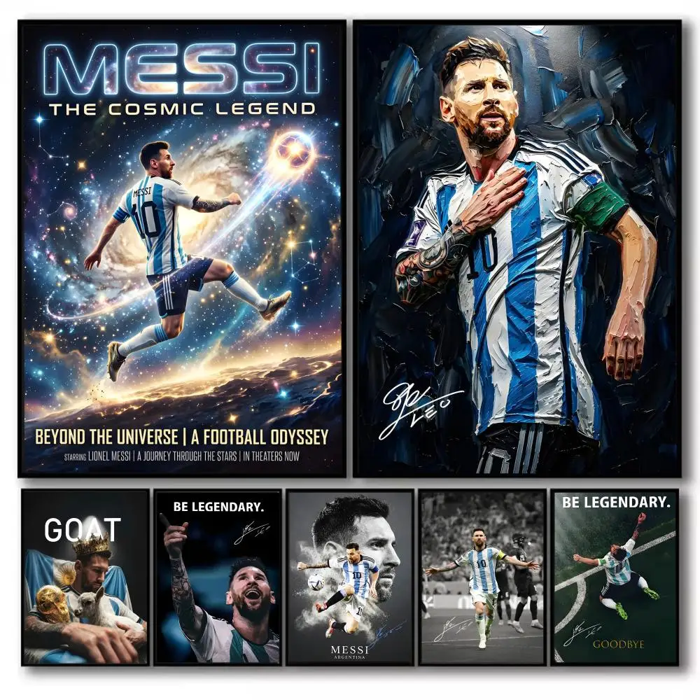 Football Star Lionel M-Messi Poster Stickers Self-Adhesive Painting Mural Decor Wall Decals for Bedroom Living Room Home HD Gift