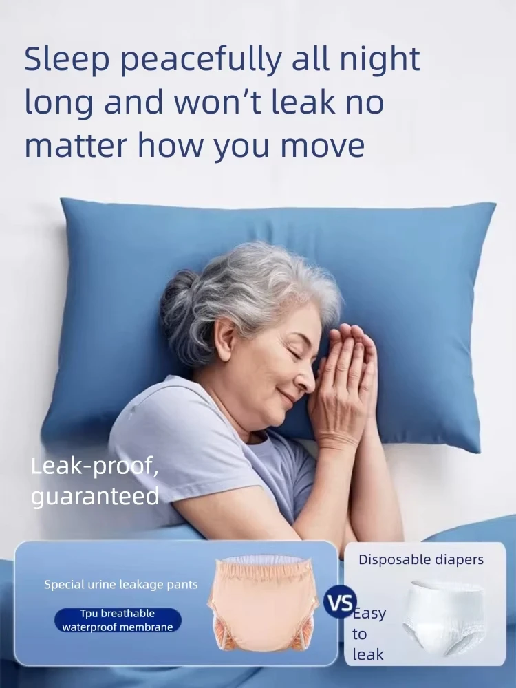 Unisex Washable Cotton Cloth Incontinence Pants Leak Proof Diapers Breathable Elasticated Adult Diapers Easy to Wear