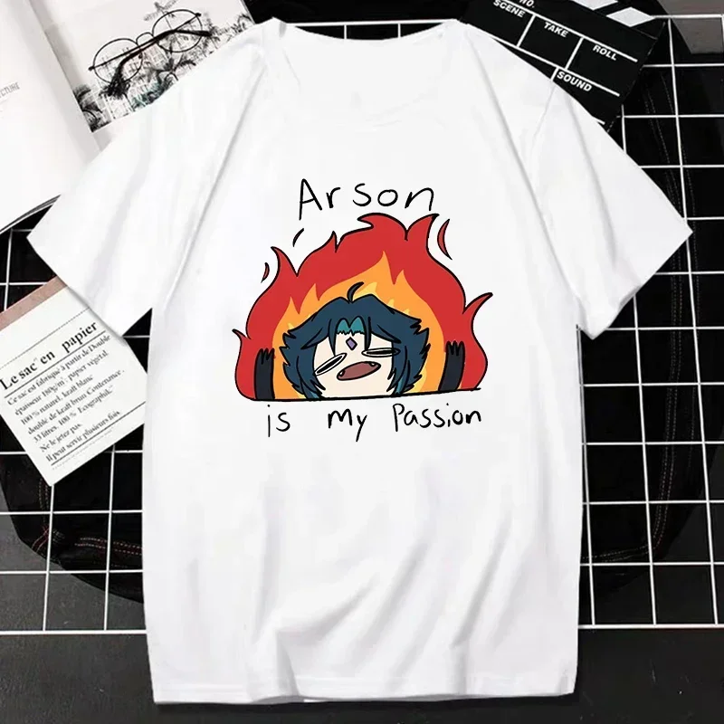 Camiseta de mujer Genshin Impact camisetas de manga corta estampada Harajuku para mujer ropa de calle Kawaii de verano