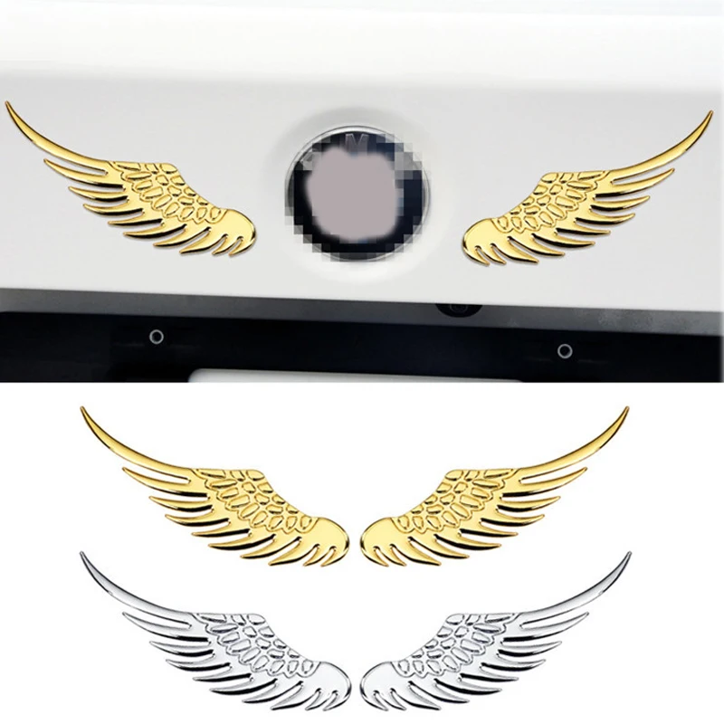 

1pair Car Stickers Metal Big Wings Stickers 3D Eagle Angel Wings Badge Style Aluminum Decals Silver/Gold Exterior Accessories