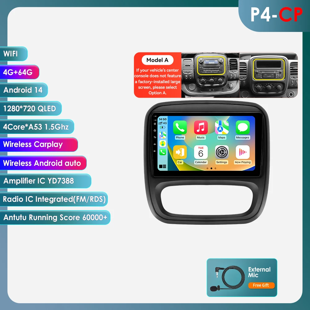 Carplay Android Auto Radio Voor Renault Trafic 3 2014-2021 Voor Opel Vivaro B 2014-2018 Auto Multimedia Gps Ai Voice 2din 7862