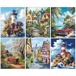SDOYUNO DIY Diamond Embroidery House Picture Rhinestones Mosaic Art Landscape New 2025 Diamond Painting Wall Art