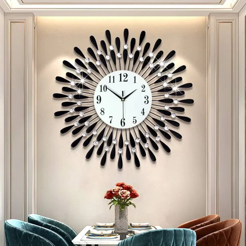 

Crystal Sun Silent Wall Clock Modern Design 38X38cm 2023 New Living Room Office Dining Room Home Decoration Wall Watch Decor