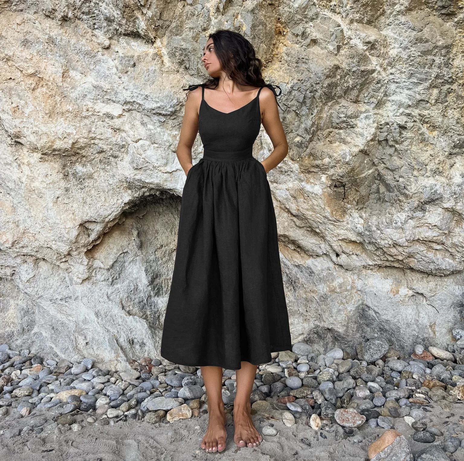 formal black prom dresses Elegant Long Lace Sleeveless Long Slit Online Waist 63cm Karl Lagerfeld's Chanel Spring Size:US Size 16 coreline-25