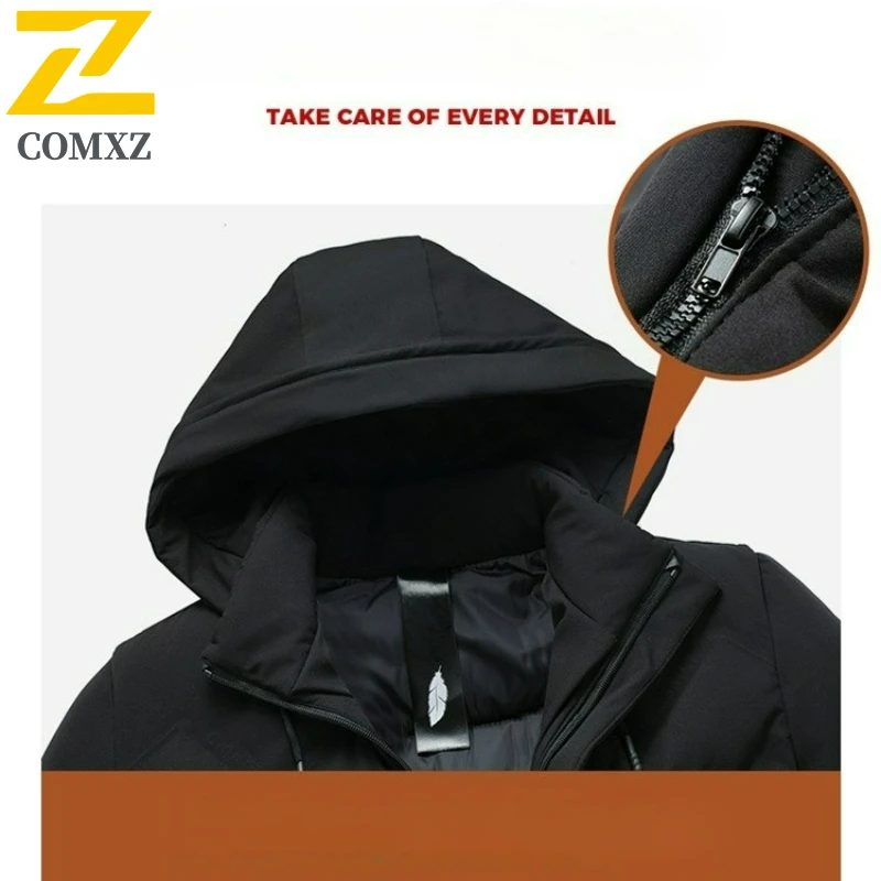 2025 Fashion Hooded Winter Jacket Men's Casual Long Cold-proof Warm Parka Outdoor Lightweight Windproof Down Cotton Padding Coat