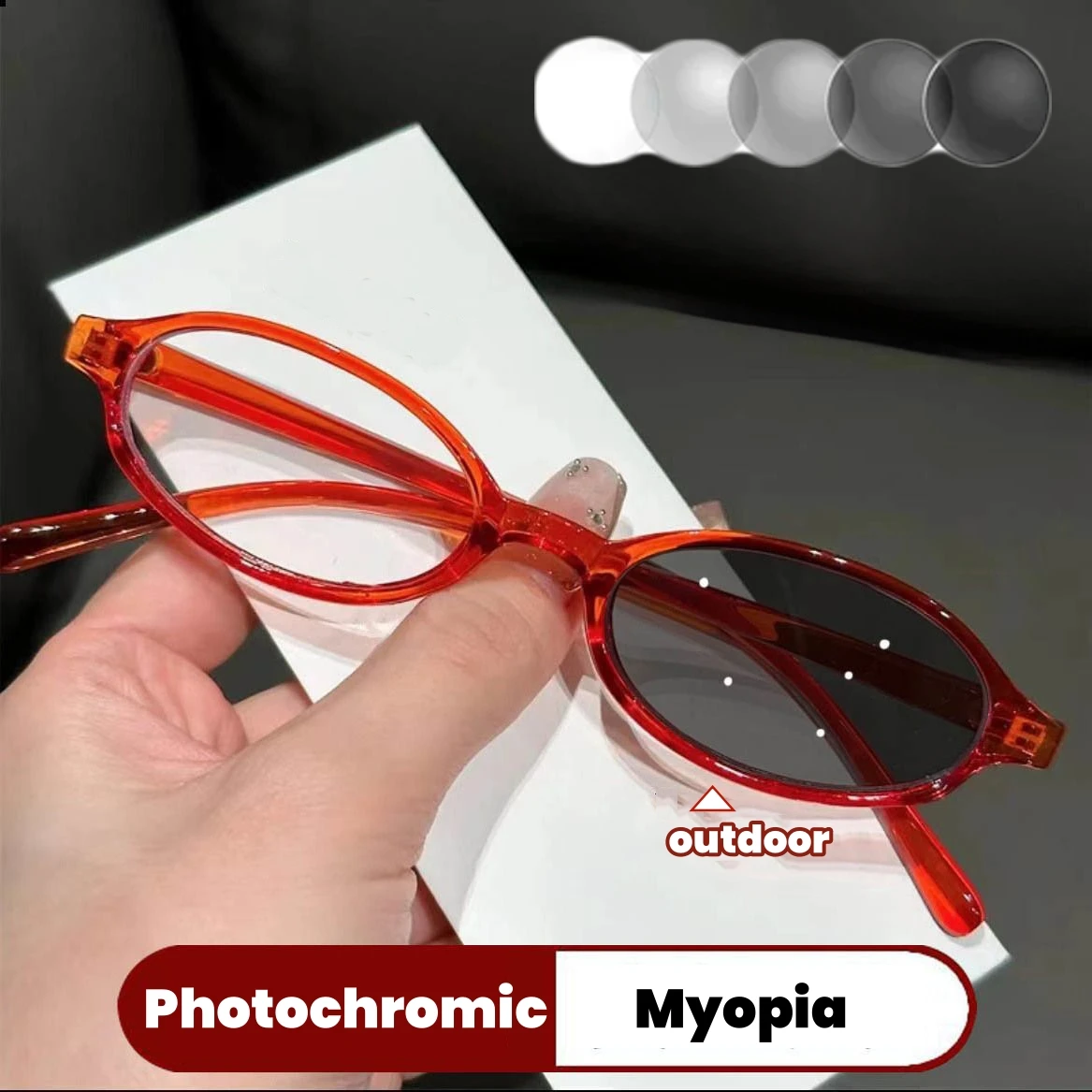 

Retro Small Elliptical Gradient Green Photochromic Myopia Glasses Personalized Female Y2K Eyeglasses Anti Blue Light Eyewear