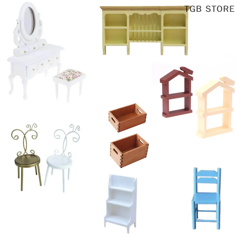 1:12 Puppenhaus Miniatur Möbel Modell Tisch Modell Schlafzimmer Schreibtisch Hocker Rollenspiel Spielzeug Geschenke