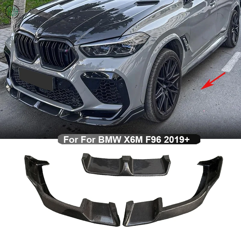 Carbon Fiber For BMW X6M F96 2019+ Car Front Bumper Splitter Front Lip Chin Spoiler Diffuser Parts LD style Upgrade Body kit