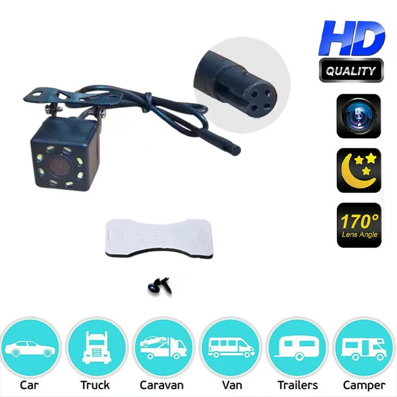 170 Degree Parking Camera 4 Pin HD Car Rear View Camera Reverse 12LED Night Vision Video Camera Wide Angle For Car Accessories