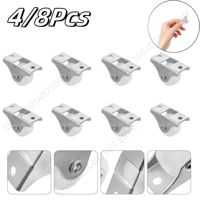 4/8Pcs Fixed Casters 1 Inch Small One-Way Caster Strong Plastic Wheel Hardware Accessories for Furniture Drawer Cabinet Slides
