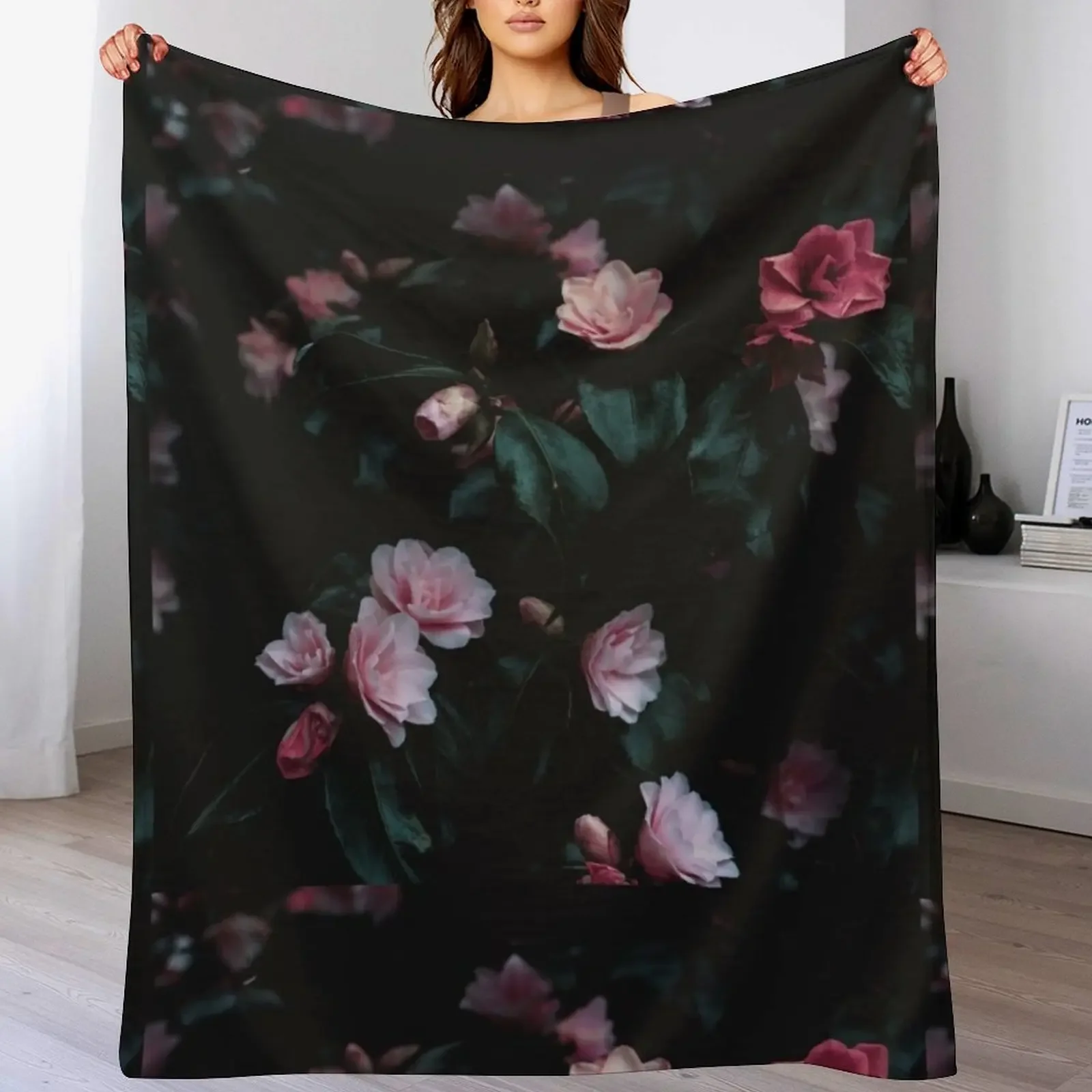 

Romantic dark floral Throw Blanket Travel Sofa Quilt sofa bed Bed Blankets