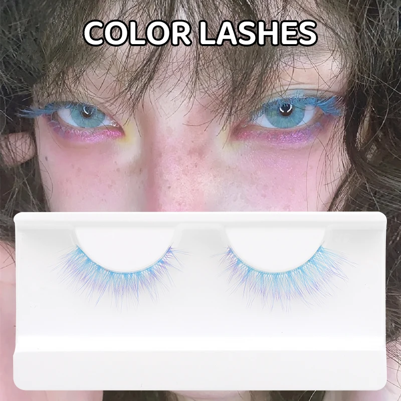 DINGSEN 1/5/10 Paar Bunte Flauschige Streifen-Wimpern Natürliche Weiche Wimpern Wispy Falsche Wimpern 3D Lockige Wimpern für Make-up – Detail 1